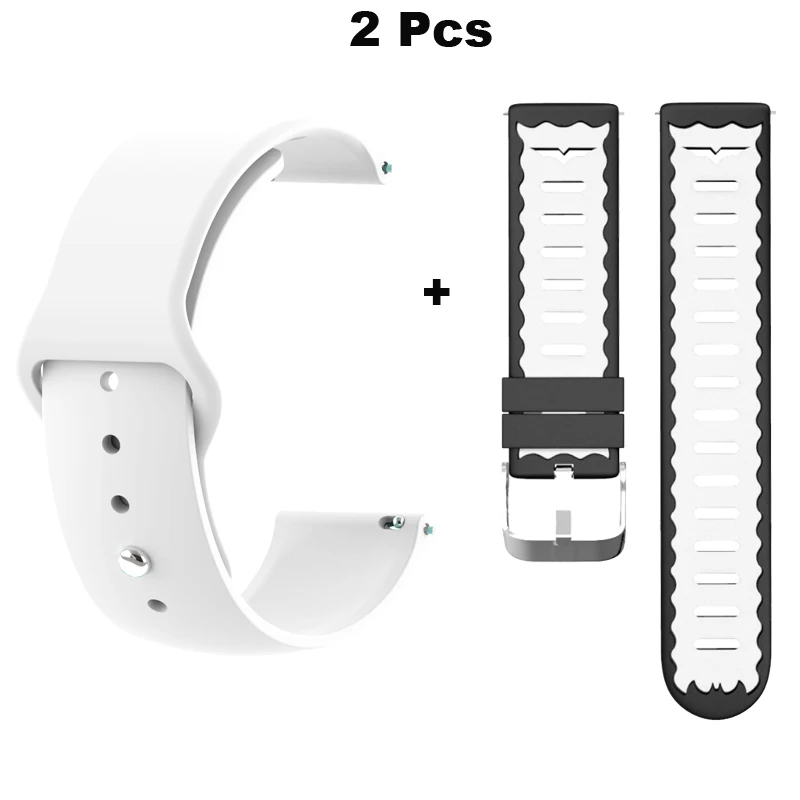 Браслет 22 мм для Xiaomi Huami Amazfit GTR 47 мм Pace Stratos 2 ремешок для часов samsung gear S3 Galaxy 46 мм ремешок для часов Correa - Цвет: White-Black White