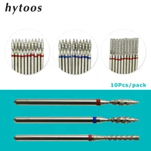 HYTOOS 10Pcs Tornado Flame Nail Drill Bits Diamond Cutters for Manicure Cuticle Clean Burr Diamond Mill Nails Accessories Tool