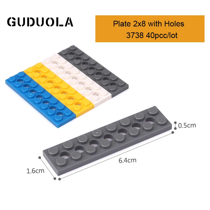 Детали Guduola 3738 пластина 2x8 с отверстиями строительный блок MOC детали Креативные