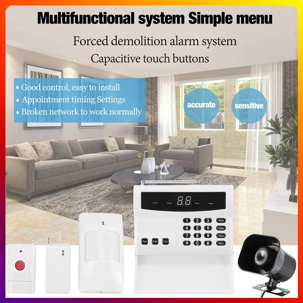 

LED Intelligent Wireless Digital Home Security Alarm System Fireproof Burglarproof Emergency Help White For Home Safe