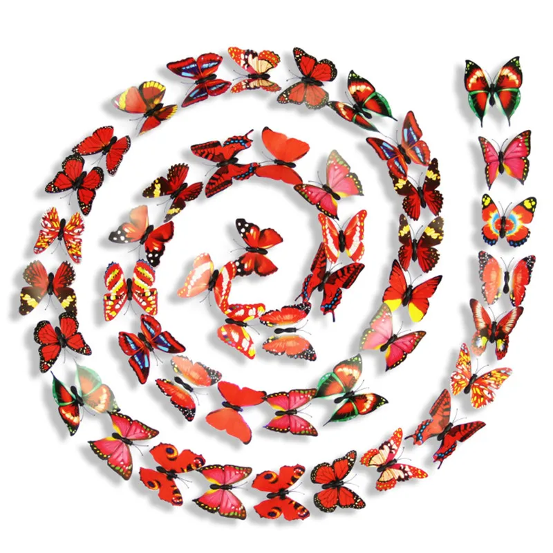 

30Pcs/Package Colorful 3D Butterfly Wall Stickers Household Refrigerator Bedroom Decoration Stickers 7CM