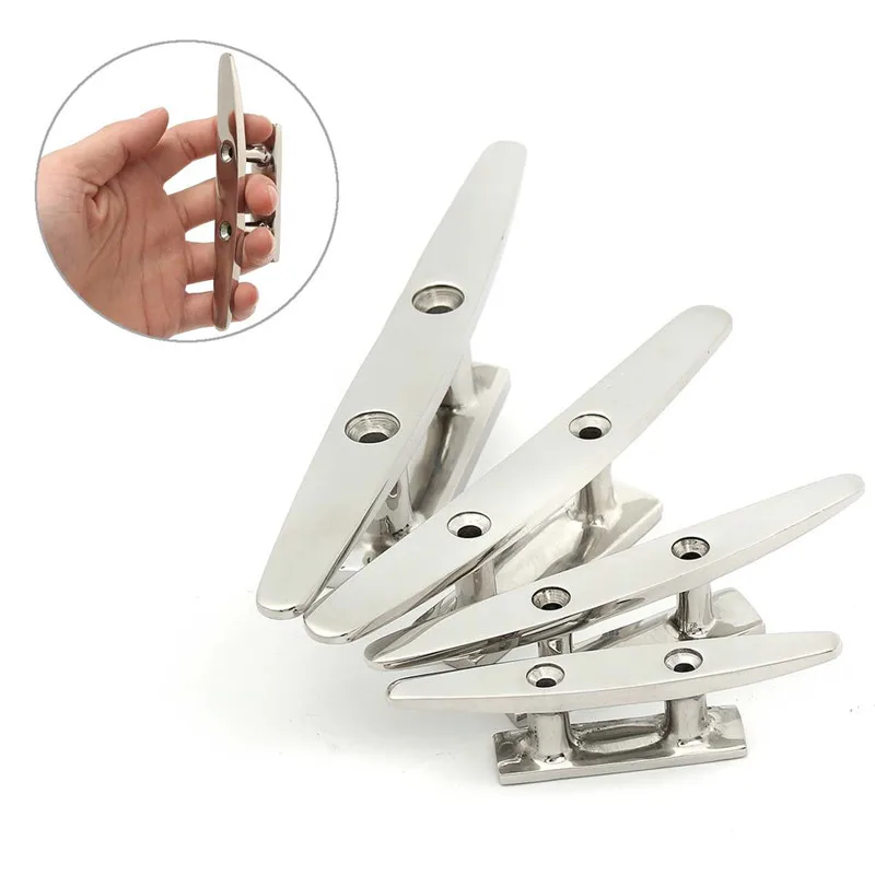4&quot 5&quot 6&quot 8&quot Low Flat Cleat 316 Stainless Steel 2 Hole Hardware boat cleats For Marine Boat Deck Rope Tie yacht accessories |