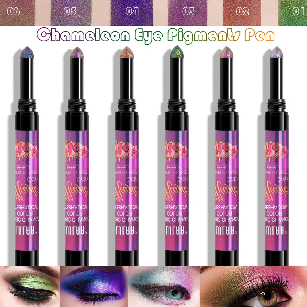 

Новинка, градиентные цвета, одноголовые тени для век, пудра, ручка, металлические блестящие тени для век, пигмент для глаз, инструмент