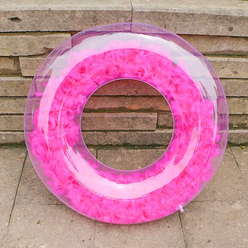 

2021 Summer Beach Inflatable Swimming Ring Floating Ball Feather Swimming Ring Rose Red Pool Party Inflatable Swimming Ring