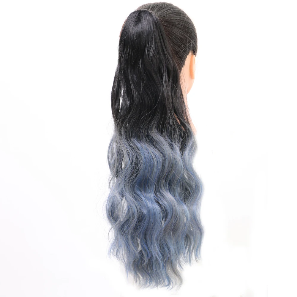 22 дюйма длинные волнистые конский хвост синтетические волосы/Омбре с мини