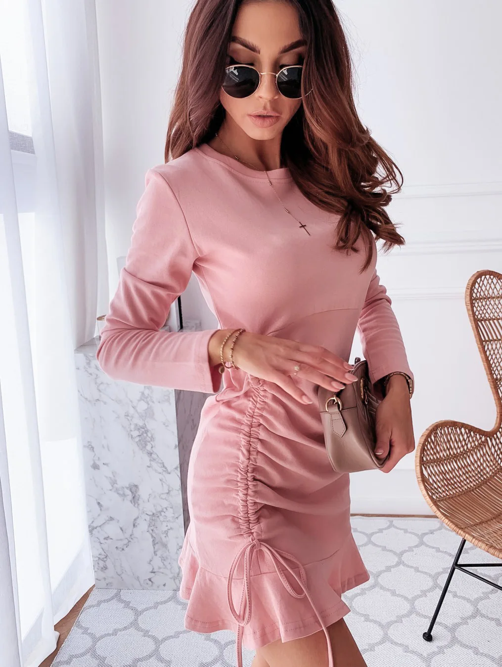 

2021 Hot Sale New Design Styele Casual Clothing Sweatwear Sweet Sexy Fashion Soft Good Fabric Women MLT006