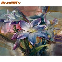 diy oil painting paint by number kit lily flower adult canvas drawing with brushes wall art calligraphy painting by numbers