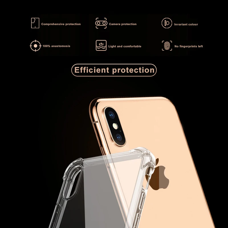 Для iPhone X XS XR Max 8 7 6 6S Plus модный противоударный бампер прозрачный силиконовый чехол