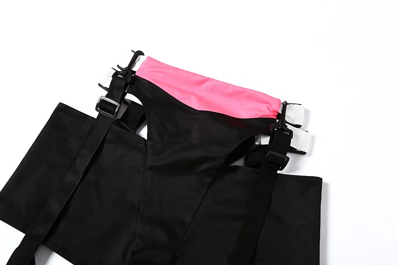 Женские брюки-карго Харадзюку с вырезами, лоскутные брюки Pantalones Mujer, уличная одежда для бега, хиппи с подвязками