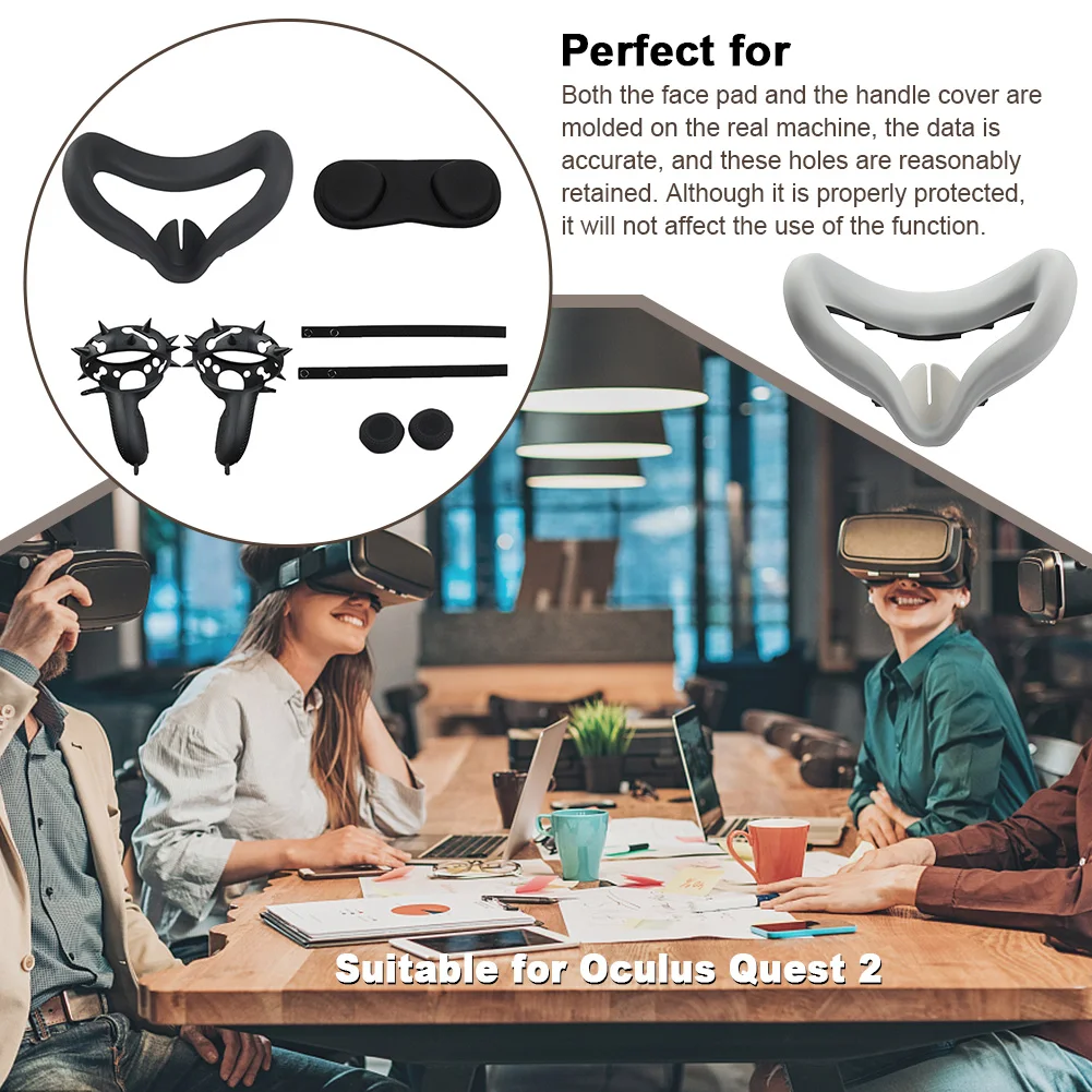 

Rocker Cap Portable Handle Cover VR Accessories Set Sweat-proof Durable Sleeve Face Pad Headset Wristbands For Oculus Quest 2