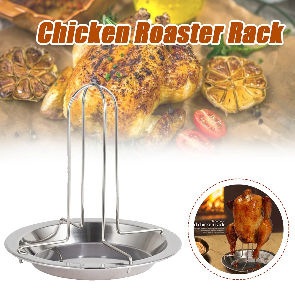 

Barbecue Grilling Baking Cooking Pan Non-Stick Chicken Roaster Rack Stainless Steel Vertical Chicken Rack Holder BBQ Accessories