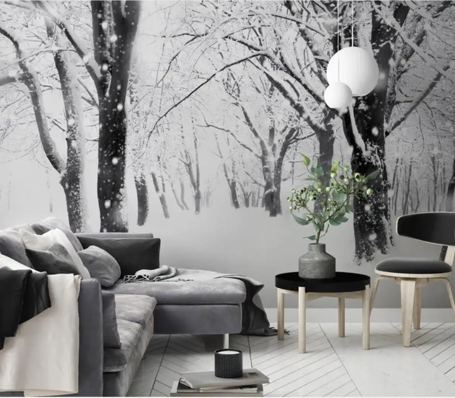3d Снежный лес обои для Гостиная Спальня диван ТВ фон облицовка стен фото природа