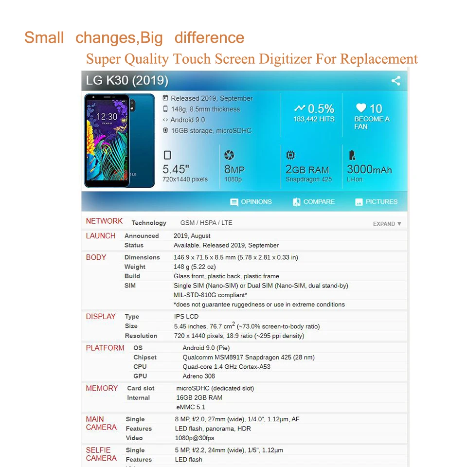 10Pcs/Lot For LG LG K30 2019 Touch Screen Panel Sensor Digitizer Front Outer Glass Lens With OCA Glue Replacement