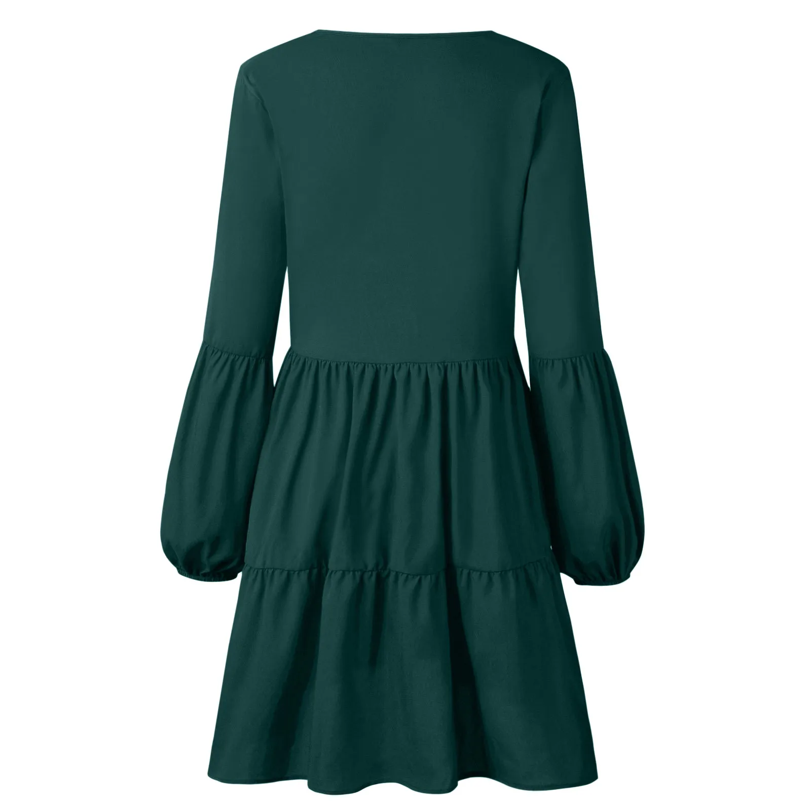 

Dresses For Women 2021 Summer Dress Fashion Solid Color V-Neck Long Lantern Sleeve Casual Swing Loose Women's Dress Vestidos N*