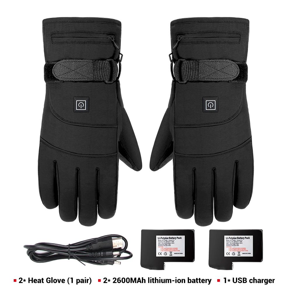A1 With 2pcs Battery HEROBIKER Мотоциклетные Перчатки Водонепроницаемый с подогревом Guantes Сенсорный экран Батарея приведенный в действие Мотогонки Ездовые перчатки зимние - Цвет: A1 With 2pcs Battery