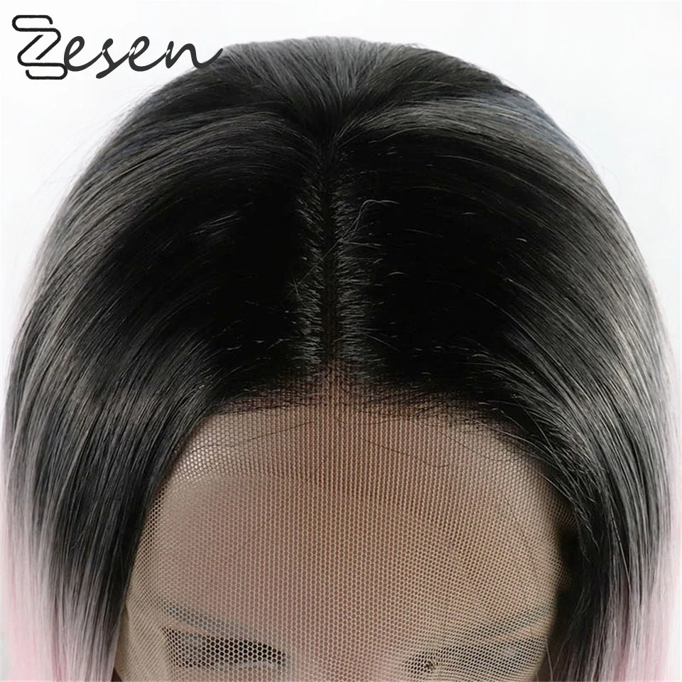 

ZESEN Synthetic Lace Front Wig For Women Long Short 1bt/Pink Natural Wave Hair Wigs Cosplay Wigs Heat Resistant