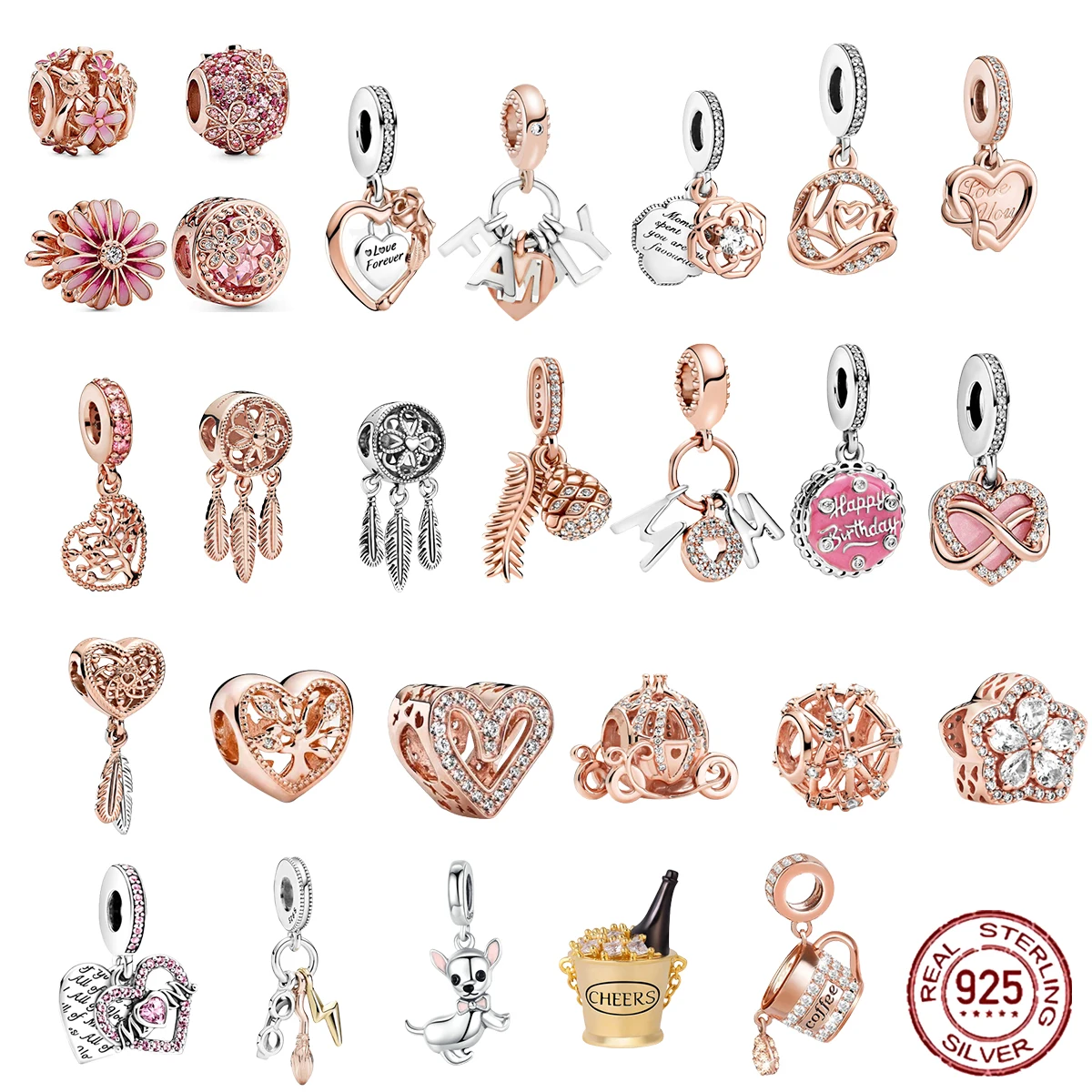 Женский кулон из серебра 925 пробы с розовой маргариткой | Украшения и аксессуары