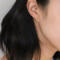 jujie stainless steel round ball stud earrings for women 2021 simple 3 10 mm size earring jewelry wholesaledropshipping