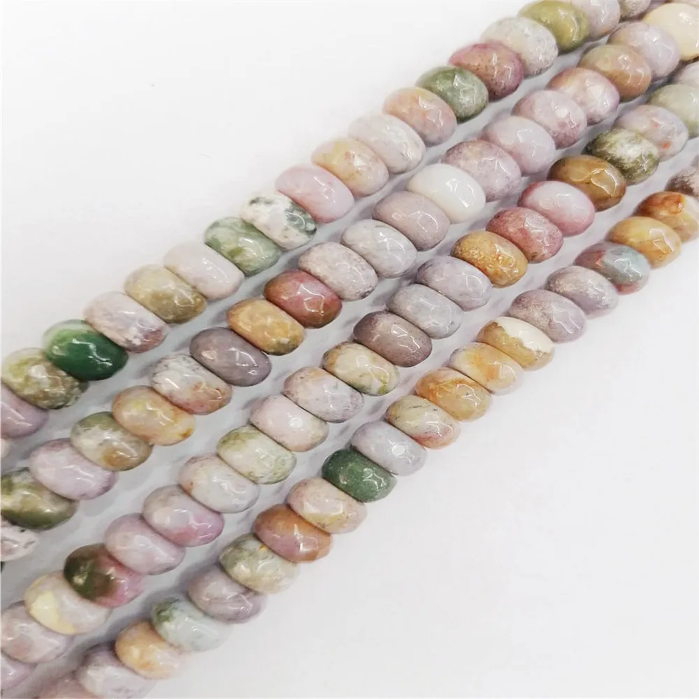 

1 нитка 5x8 мм натуральный красочный индийский агат фацет колесо свободные бусины DIY модные аксессуары для изготовления ювелирных изделий ун...