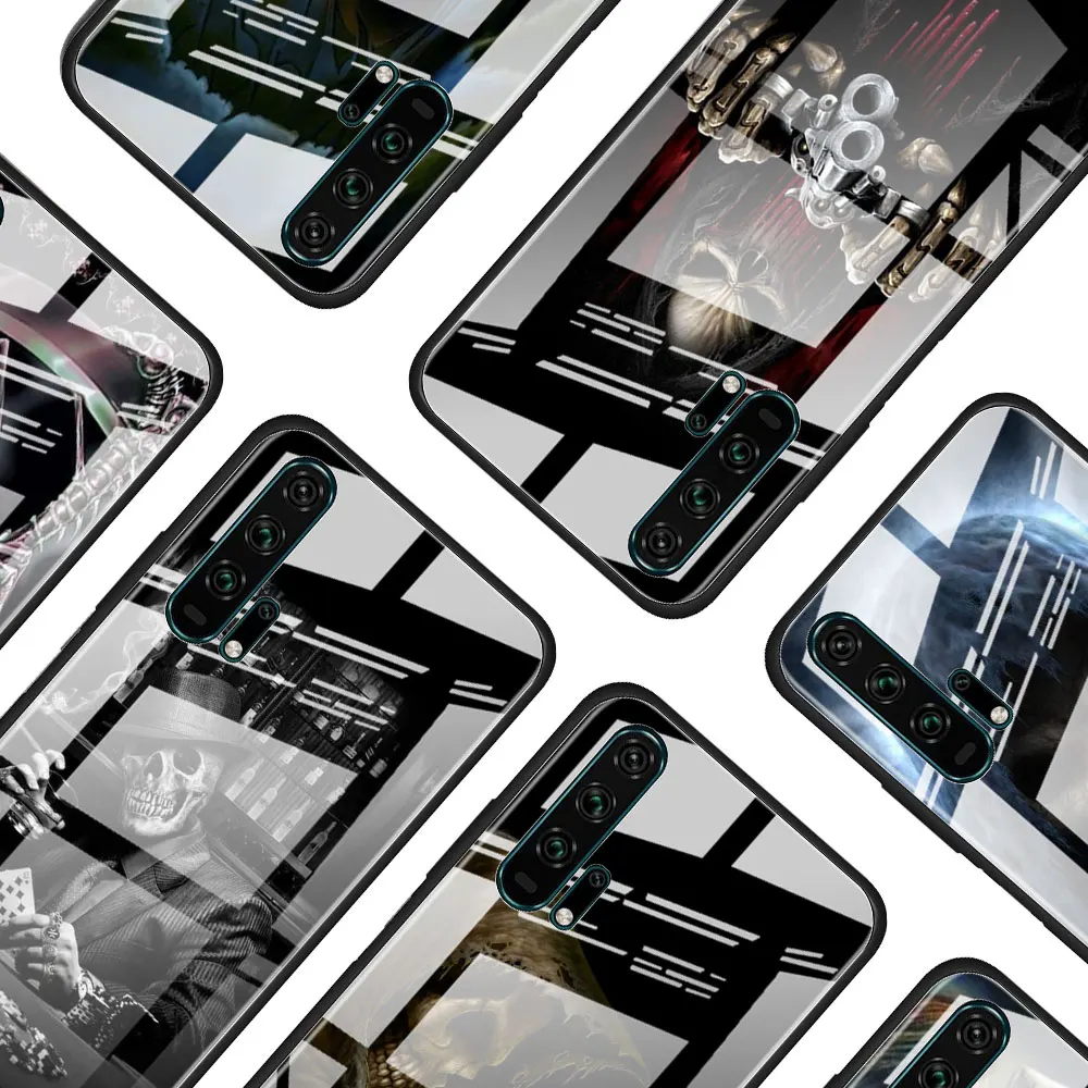 

Grim Reaper Skull Tempered Glass Phone Case for Huawei Y6 Y7 Y9 Prime 2019 Honor 8X 9X 10 20 Lite View 30 Pro Cover Coque