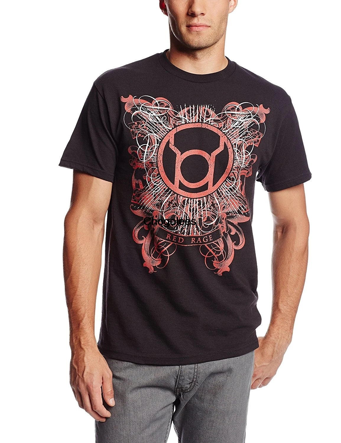 Дешевая мужская футболка модная с принтом Мужская красным фонариком рубашка