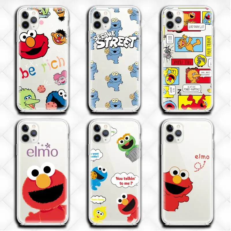 

Cute Sesame cartoon Street Phone Case clear for iphone 12 pro max mini 11 pro XS MAX 8 7 6 6S Plus X 5S SE 2020 XR cover