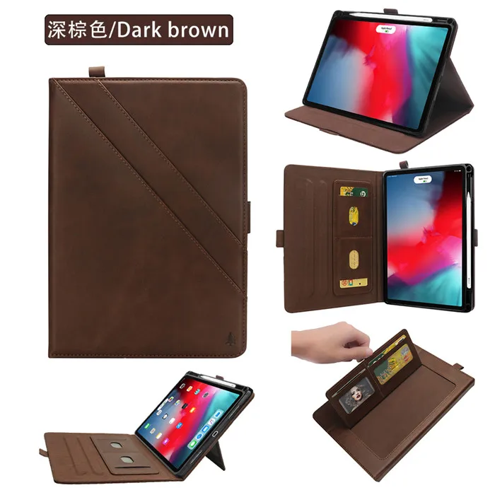 Dark Brown Для iPad Pro 11 чехол с держателем карандаша,(поддержка зарядки карандаша) кошелек Многофункциональные Чехлы съемный слот для карт filp - Цвет: Dark Brown