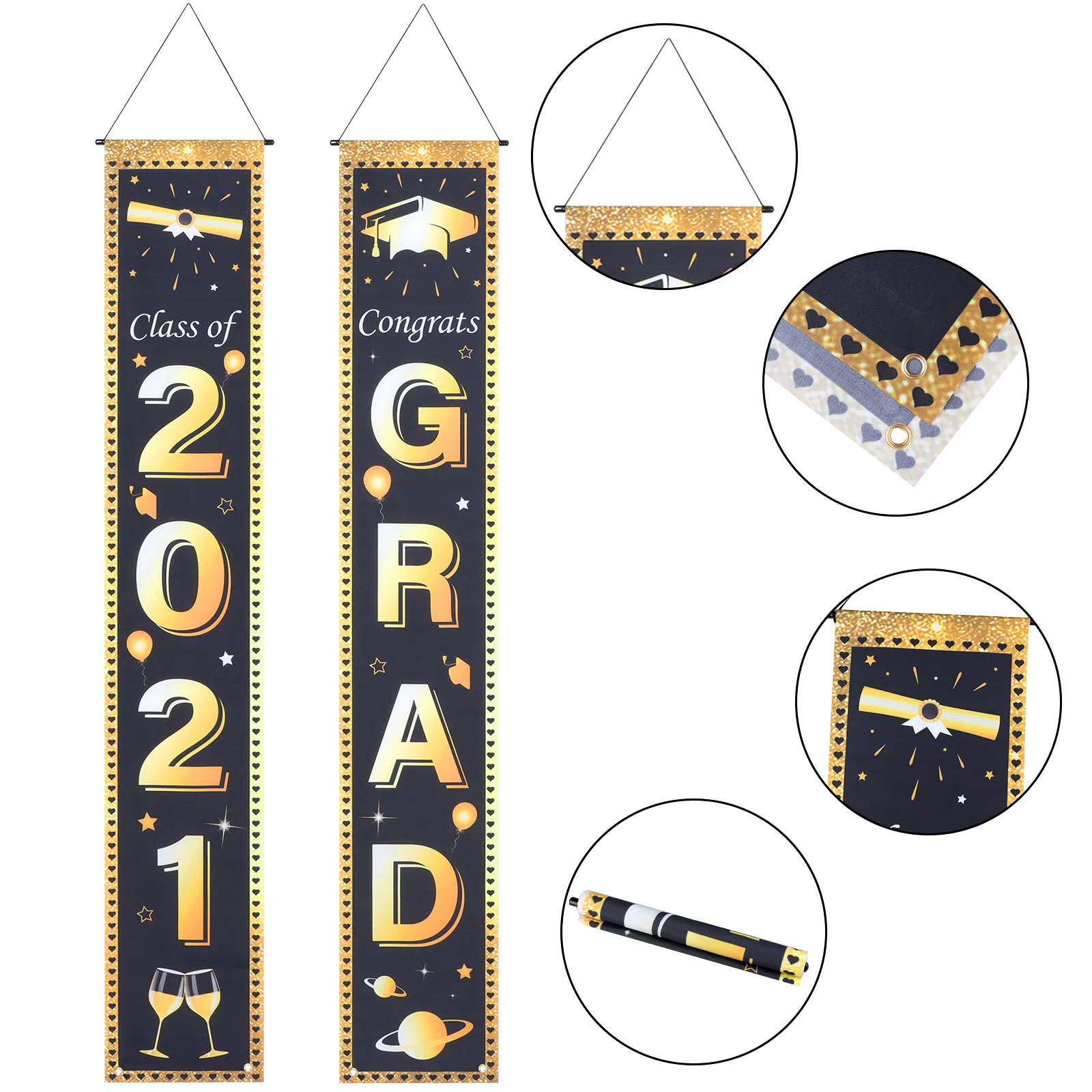 

2021 Graduation Banners Porch Sign For Congrats Grad Hanging Flags Decorations