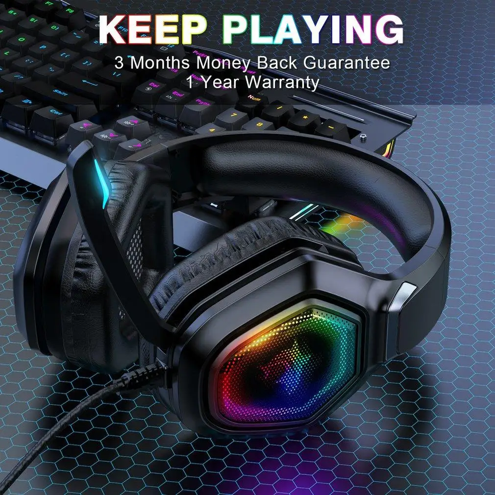 

Игровые наушники RGB светодиодный 7,1 стерео Бас ПК с микрофоном для игровой станции 5 X-box Проводные Накладные наушники для телефона