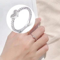 adjustable elegant ring crystal gift jewellery womens heart girls romantic gift