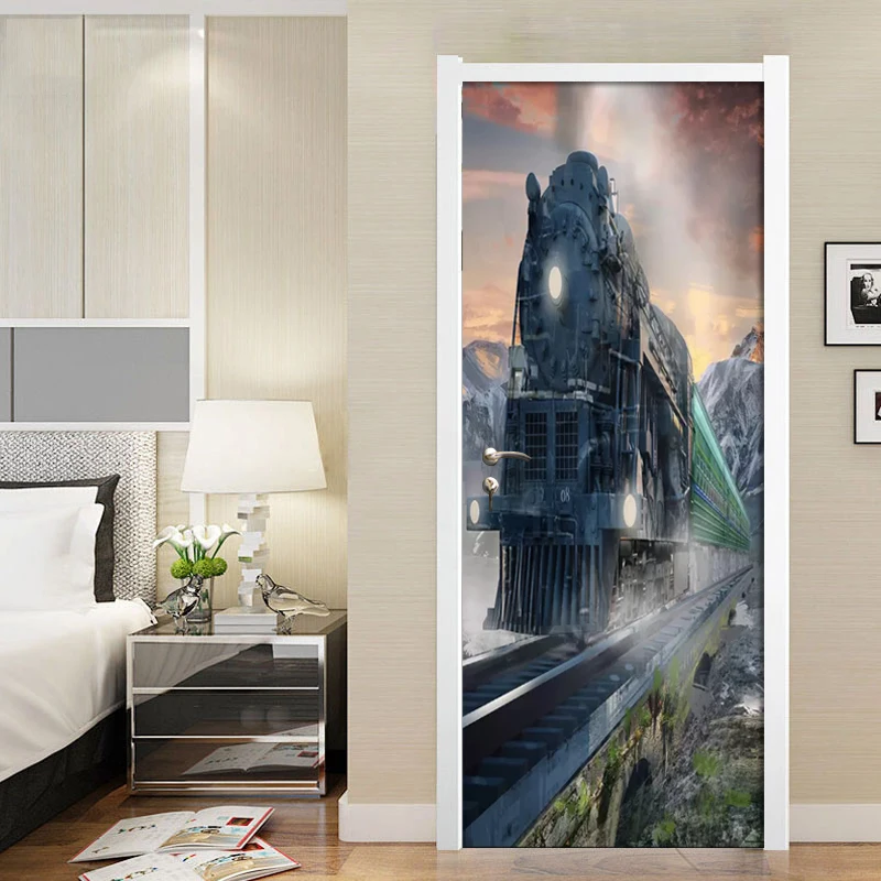 3D фотообои с паровым шлейфом наклейка на дверь для гостиной спальни домашнего