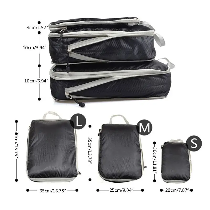 

3pcs Portable Nylon Foldable Travel Carry-On Luggage Organizer Storage Duffle Ba