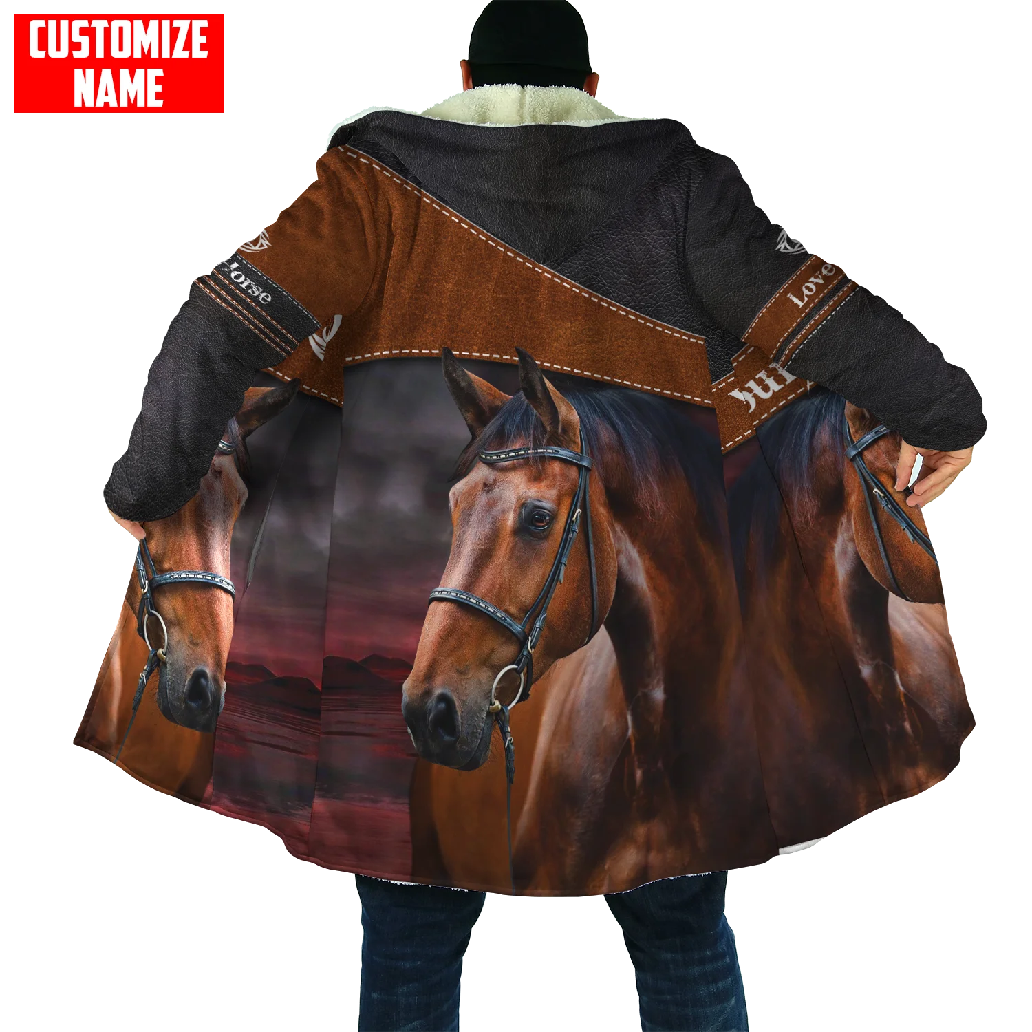 PLstar Cosmos 3Dprinted Horse Pattern Cloak Coat Art Hooded Warm Casual Unqiue Unisex Winter Hoodie Premium US Size Dropship -1