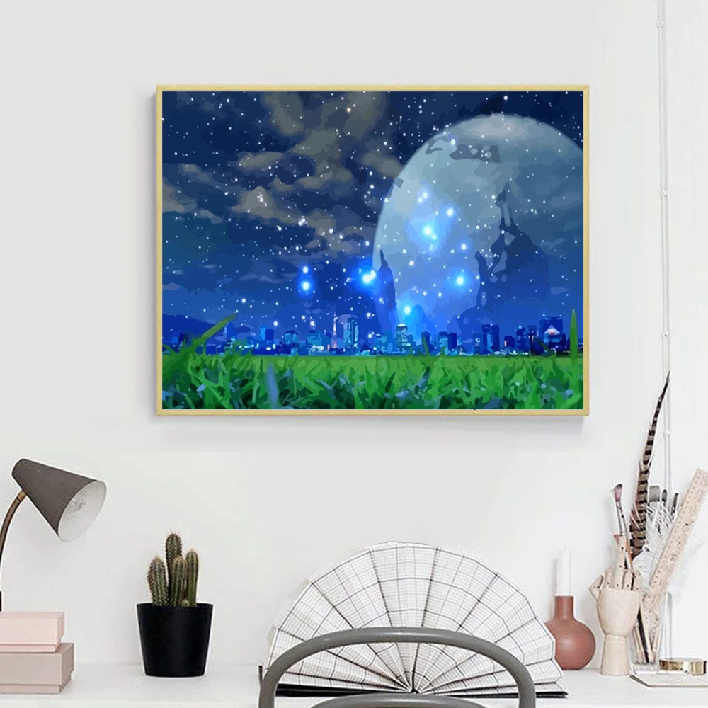 Картина AZQSD по номерам наборы холста звездное небо ручная роспись сделай сам