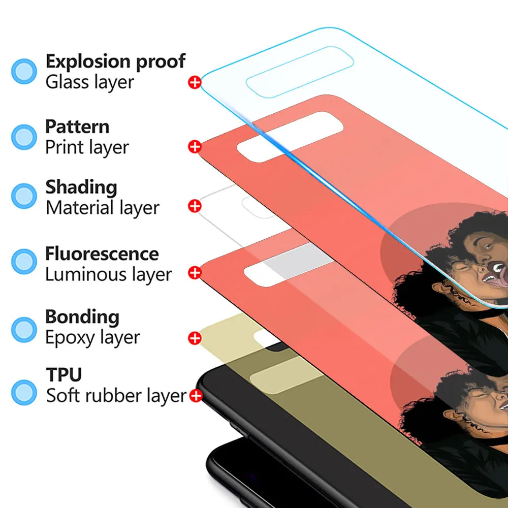 

Glass Case For Samsung Galaxy S10 S20 FE S8 S9 Plus S10e Note 8 9 10 Lite 20 Ultra Casos Phone Cover Arte Afro Couple Kissing