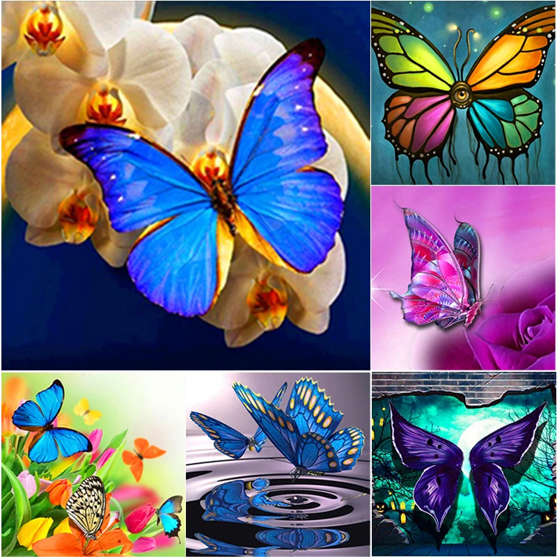 

New 5D DIY Diamond Painting Flower Cross Stitch Butterfly Diamond Embroidery Full Square Round Drill Manual Art Home Decor Gift