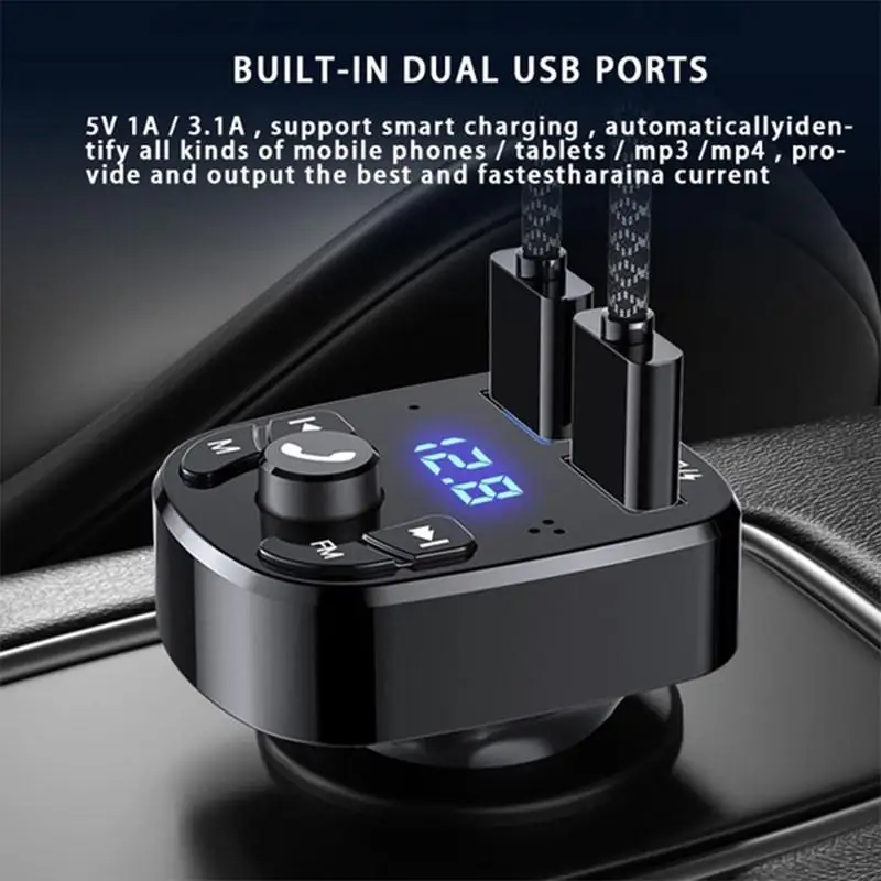 

Bluetooth 5.0 Car MP3 Player Wireless FM Transmitter Audio Adapter Hands-free Car Dual USB Ports Charging Car Accessories