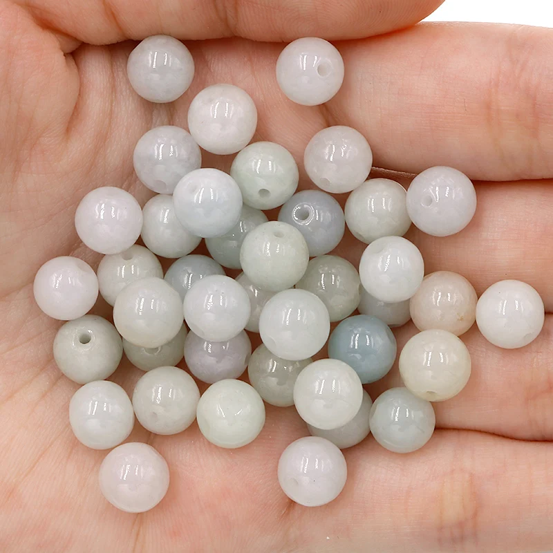 

Natural Burma jade 7mm loose beads smooth round needlework loose charm stone Bead For Jewelry Making DIY women Bracelet Necklace