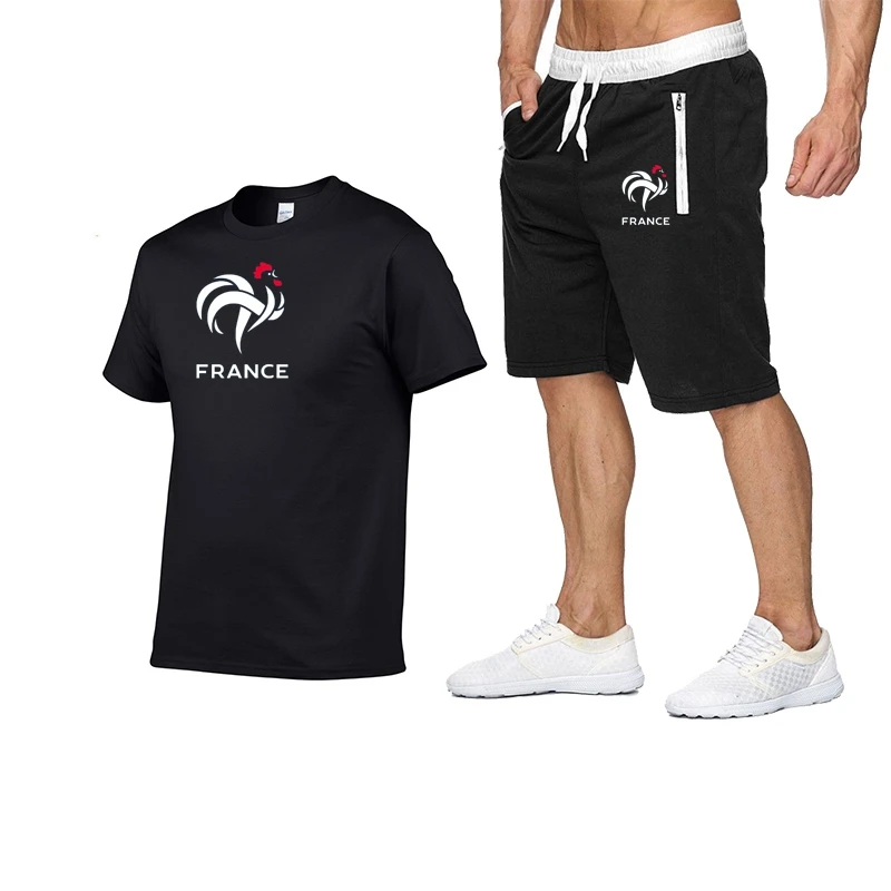 

2021Summer Brand cock Printed Men's Sportswear Suit Basketball Sports Fitness jogging Short T-shirt+Shorts Men's Suit