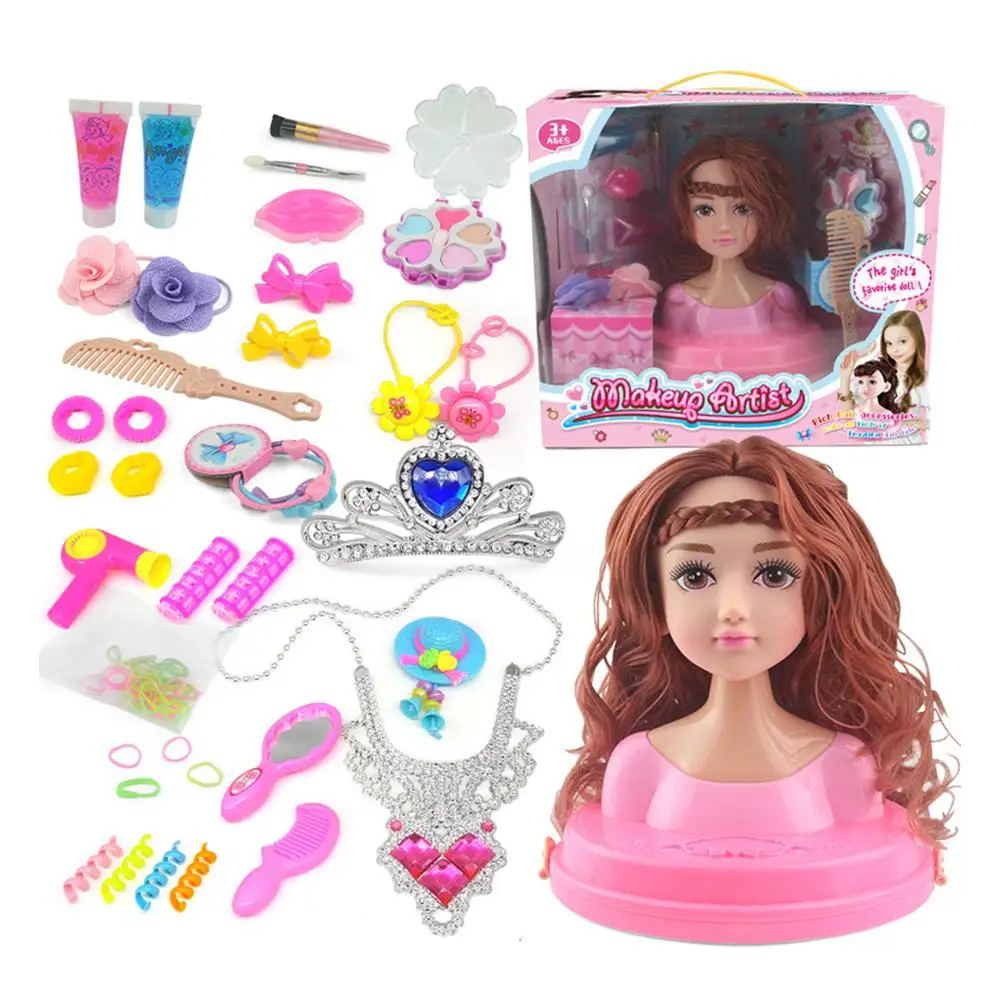 Темно-синий Макияж кукла голова девушки Playset с красоты и модные аксессуары - Цвет: Темно-синий