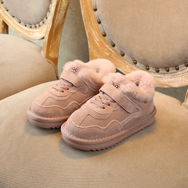 Детские замшевые ботинки розовые ботильоны из натуральной кожи с мехом для