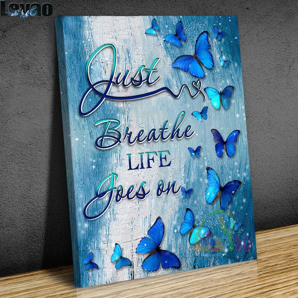 Diy Diamond Painting Butterfly Sweet Letters Home Decor Full Square Round Diamond Mosaic Valentines Day Gift Just Breathe Life