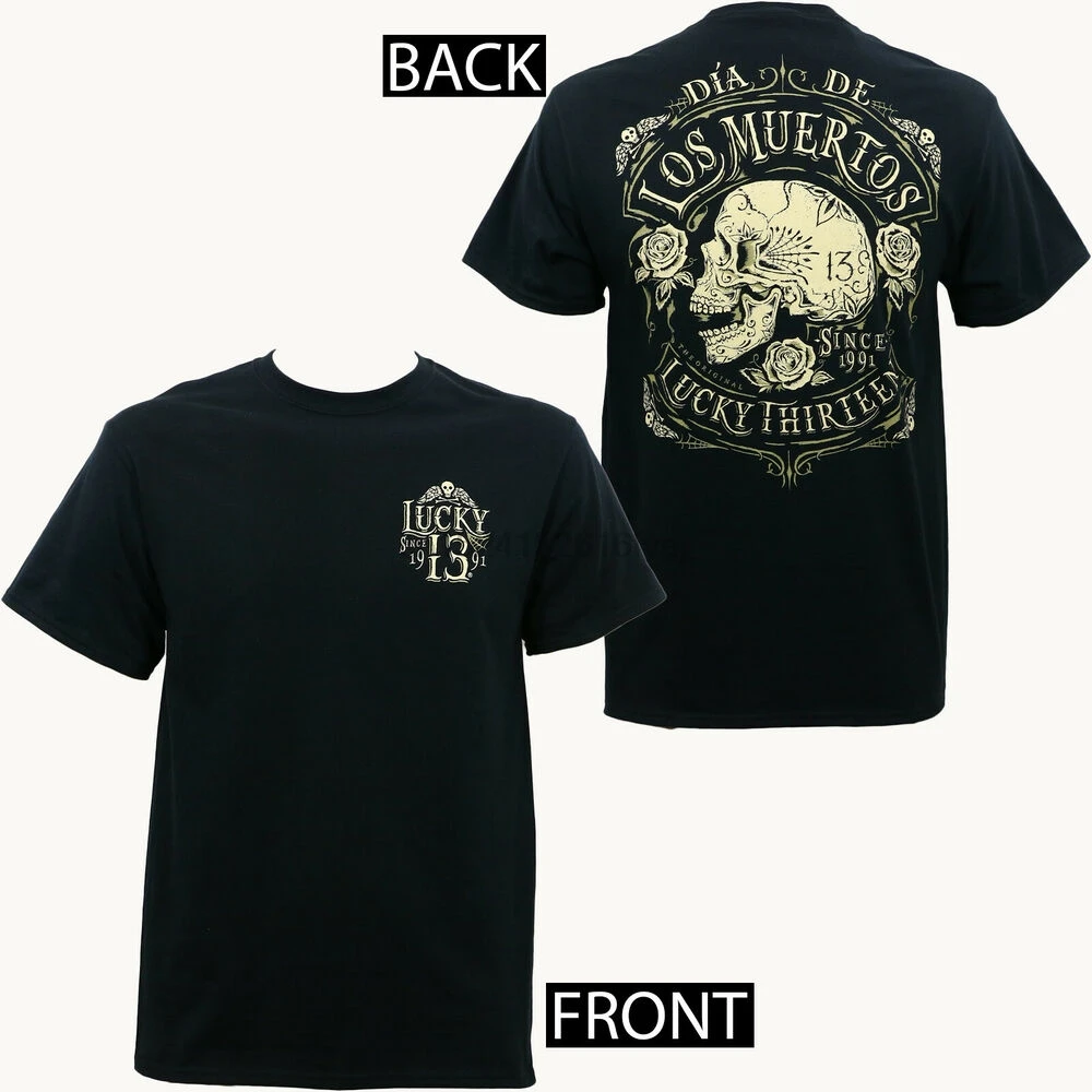 Оригинальная футболка LUCKY 13 Dead Skull Dia De Lo s M uertos Размеры L XL 2XL 3XL Новинка|Мужские