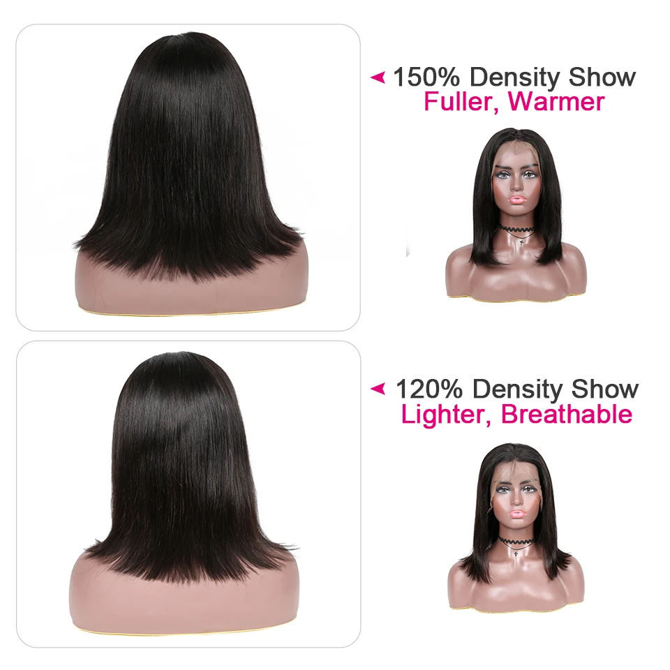 Yyong Blunt Cut Bob Wig - Short Lace Front Human Hair Wigs - Remy Brazilian Straight Bob Wigs with Baby Hair - 13x4 + 4x4 Closure Bobg image 4