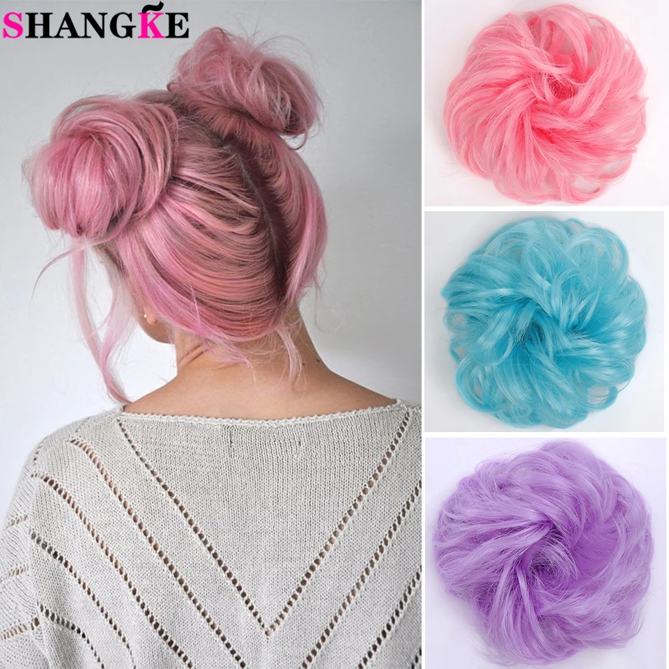 SHANGKE Girl's Synthetic Chignon Red Pink Purple Blue Green 