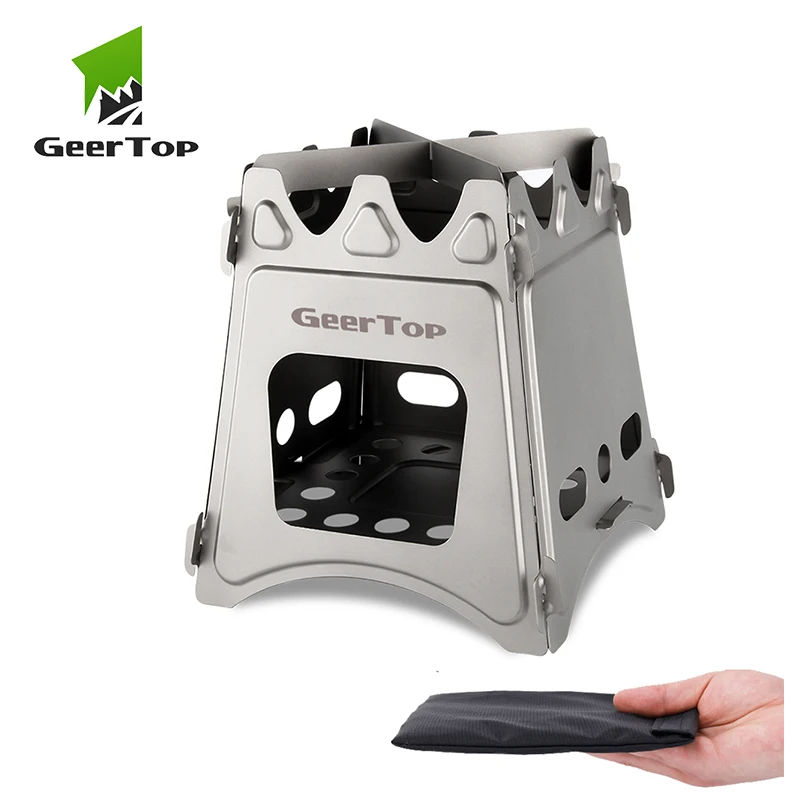 GeerTop Портативный Кемпинг дровяная плита Складная нержавеющая туристическая