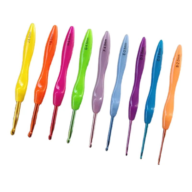 Новинка 2 0-6 0 мм 9 шт. Алюминиевые крючки для вязания набор шаблонов вязальные