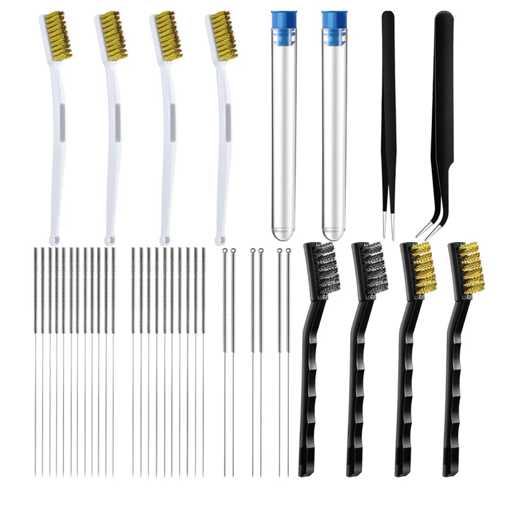 

New 40 Pieces 3D Printer Nozzle Cleaning Kit, 28 Pcs Nozzle Cleaning Needles With Cleaning Copper Wire Toothbrushes Tweezers