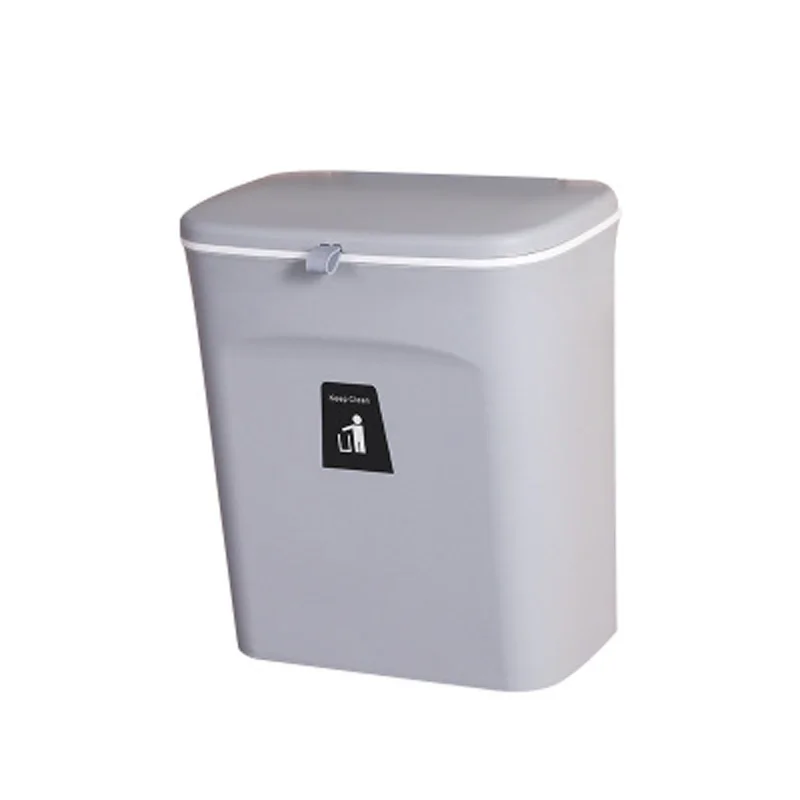 Household wall-mounted kitchen garbage storage sliding cabinet door with lid can large anti-odor hanging plastic bucket | Дом и сад