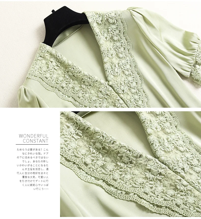 

SHUCHAN Natural Silk 100% Shirts for Women Embroidery Vintage V-Neck Half Sleeve Women Shirts Blouses Summer Thin